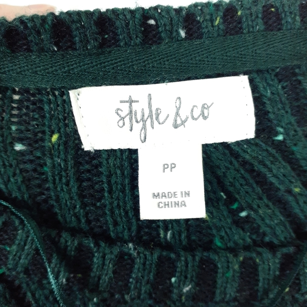 Style & Co Ribbed Sweater PP Green - Picture 4 of 5